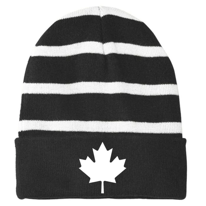 Canadian Flag Maple Leaf Canada Day Striped Beanie with Solid Band