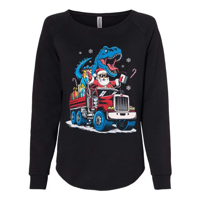 Christmas Family Matching Santa Truck Dinosaur Womens California Wash Sweatshirt