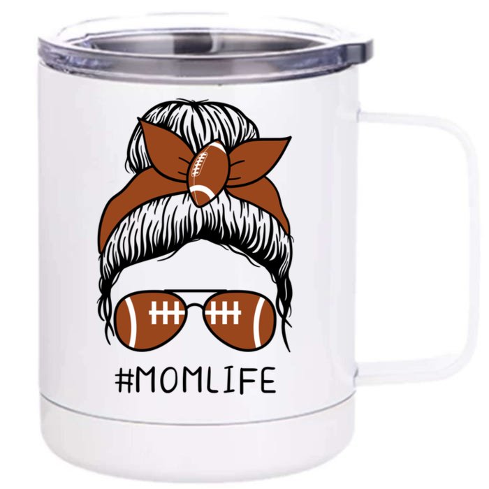 Cute Football Mom Life Eat Sleep Breathe Pigskin Cute Gift Front & Back 12oz Stainless Steel Tumbler Cup