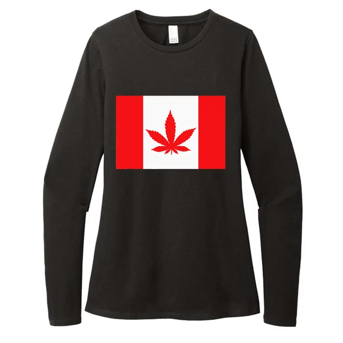 Canada Flag Marijuana Leaf Red Cannabis Canadian Womens CVC Long Sleeve Shirt