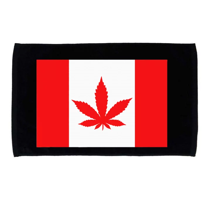 Canada Flag Marijuana Leaf Red Cannabis Canadian Microfiber Hand Towel