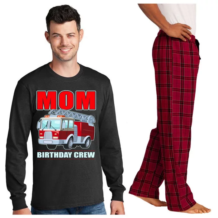 Cute Funny Mom Birthday Crew Firetruck Long Sleeve Pajama Set