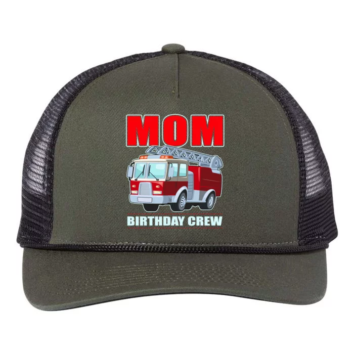 Cute Funny Mom Birthday Crew Firetruck Retro Rope Trucker Hat Cap