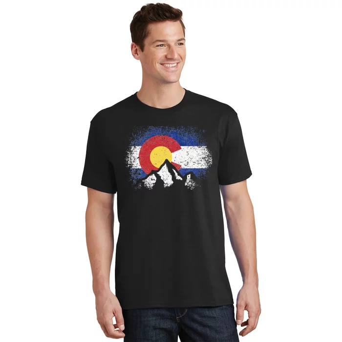 Colorado Flag Mountain Ski Winter Gift Hiker Hiking Camping T-Shirt