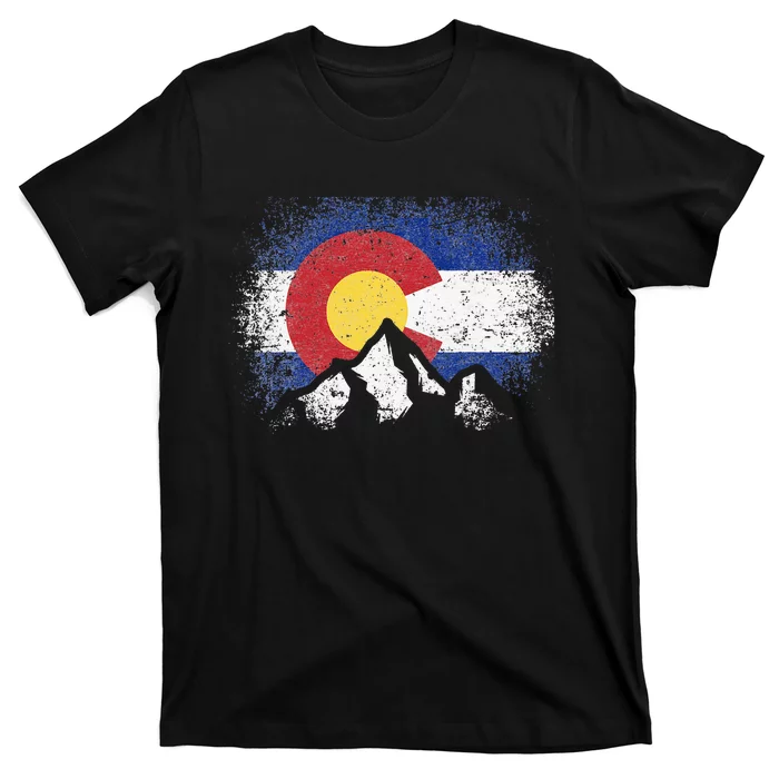 Colorado Flag Mountain Ski Winter Gift Hiker Hiking Camping T-Shirt