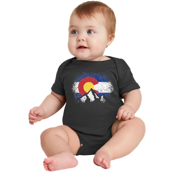 Colorado Flag Mountain Ski Winter Gift Hiker Hiking Camping Baby Bodysuit