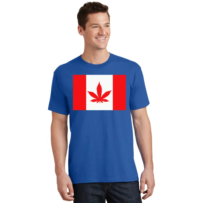 Canada Flag Marijuana Leaf Red Cannabis T-Shirt