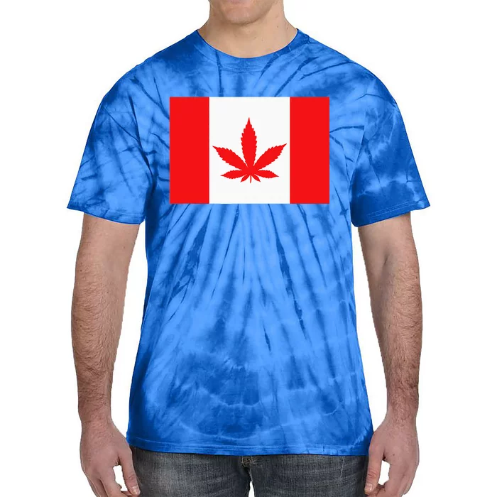 Canada Flag Marijuana Leaf Red Cannabis Tie-Dye T-Shirt