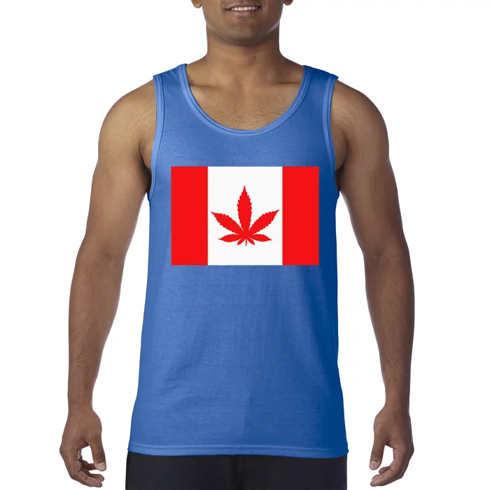 Canada Flag Marijuana Leaf Red Cannabis Tank Top