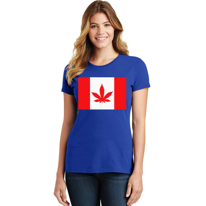 Canada Flag Marijuana Leaf Red Cannabis Women's T-Shirt