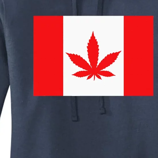 Canada Flag Marijuana Leaf Red Cannabis Women's Pullover Hoodie