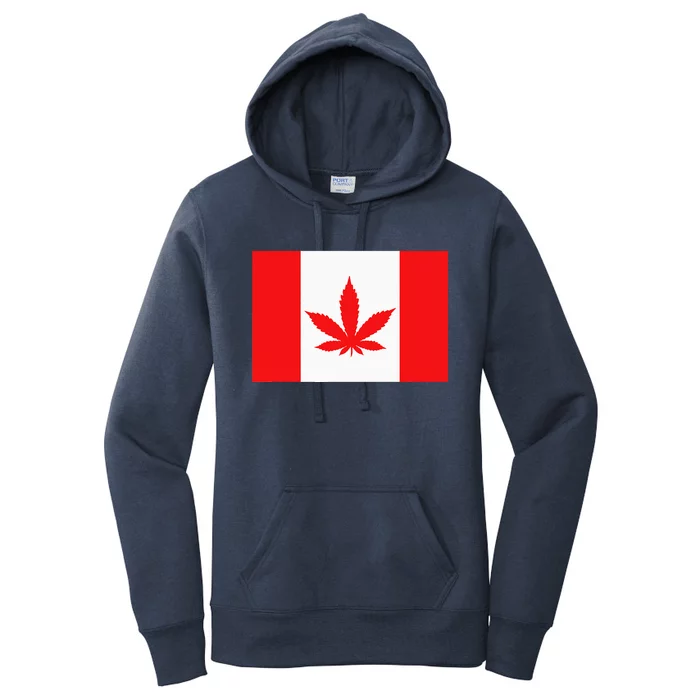 Canada Flag Marijuana Leaf Red Cannabis Women's Pullover Hoodie