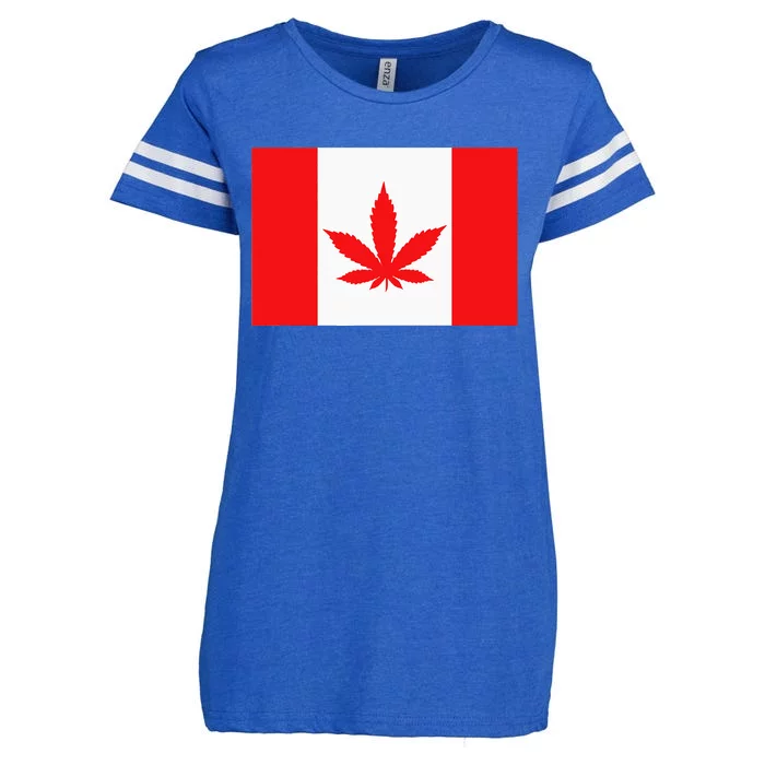 Canada Flag Marijuana Leaf Red Cannabis Enza Ladies Jersey Football T-Shirt