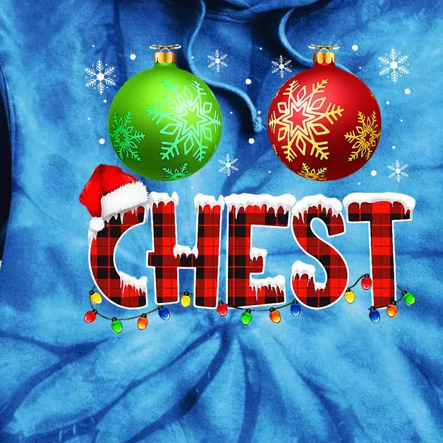 Chestnuts Funny Matching Couples Christmas Lights Nuts Chest Tie Dye Hoodie