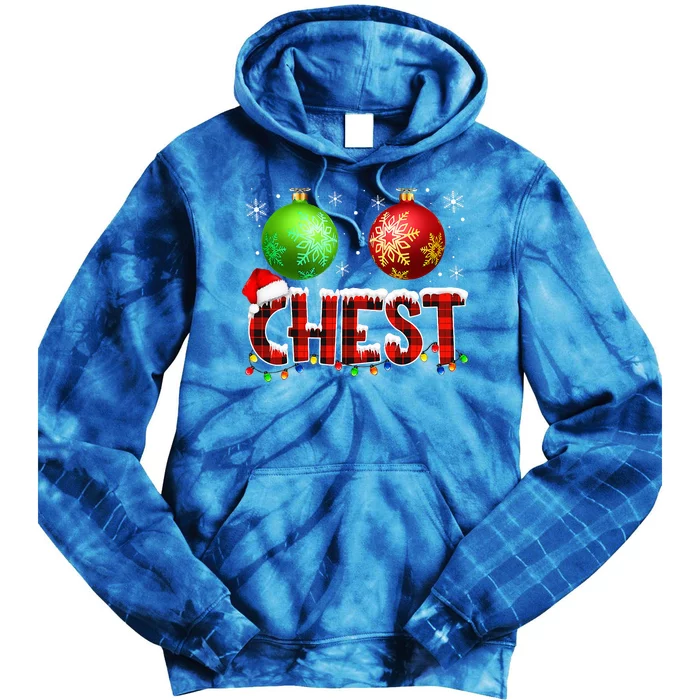 Chestnuts Funny Matching Couples Christmas Lights Nuts Chest Tie Dye Hoodie