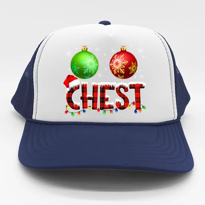 Chestnuts Funny Matching Couples Christmas Lights Nuts Chest Trucker Hat