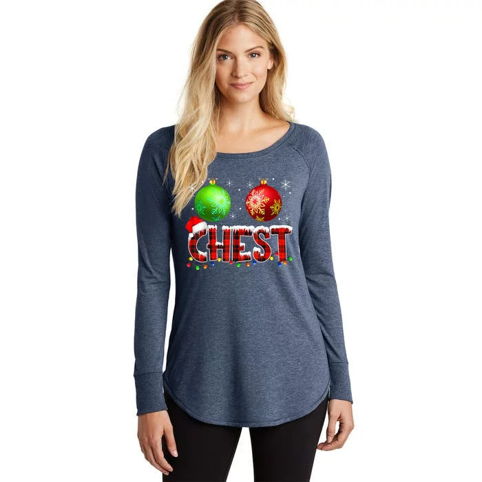 Chestnuts Funny Matching Couples Christmas Lights Nuts Chest Women's Perfect Tri Tunic Long Sleeve Shirt