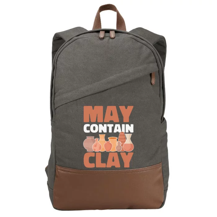 Ceramic Funny May Contain Clay Pottery Cotton Canvas Backpack