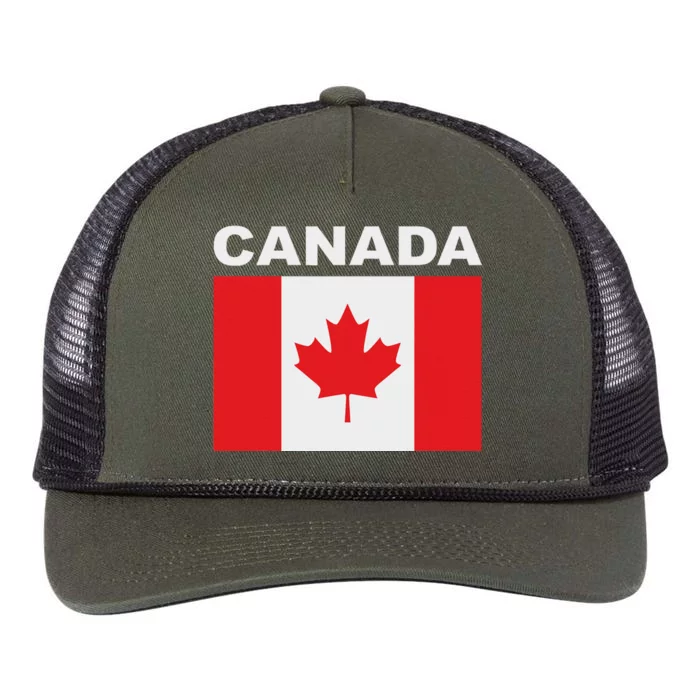 Canadian Flag Maple Leaf Patriotic Roots Retro Rope Trucker Hat Cap