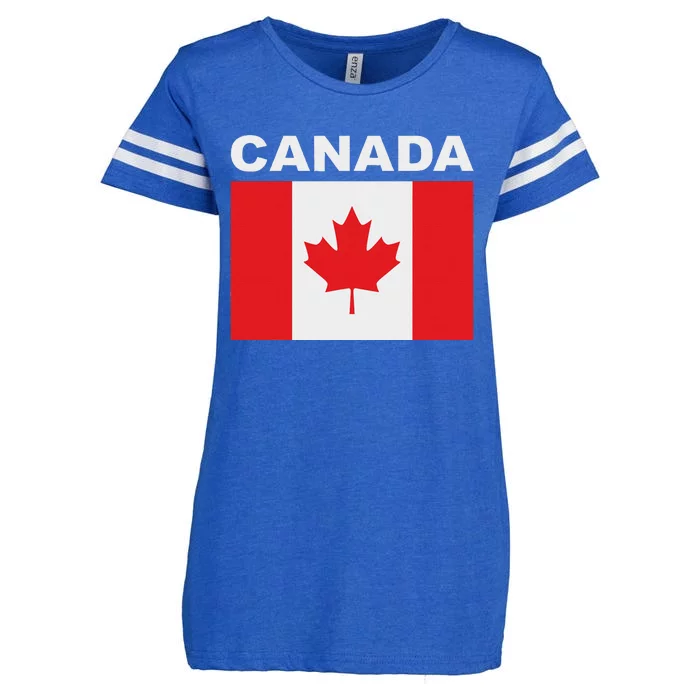 Canadian Flag Maple Leaf Patriotic Roots Enza Ladies Jersey Football T-Shirt