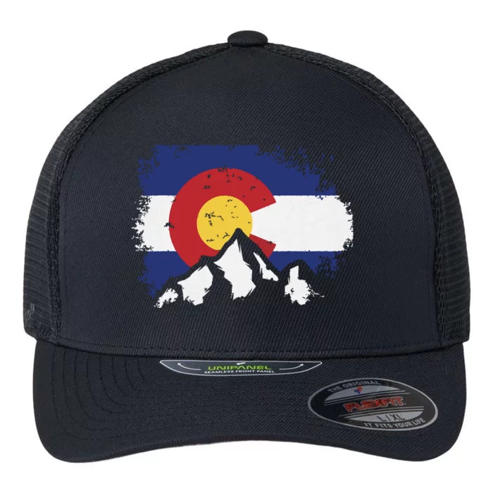 Colorado Flag Mountain Ski Winter Gift Hiker Hiking Camping Flexfit Unipanel Trucker Cap