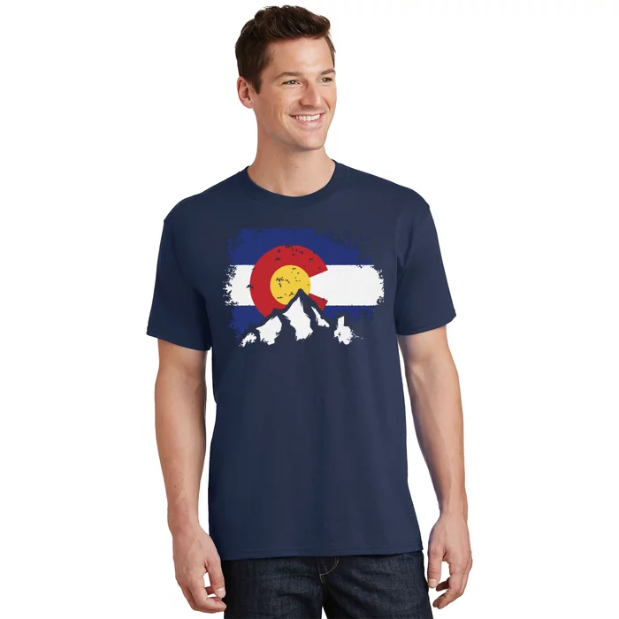 Colorado Flag Mountain Ski Winter Gift Hiker Hiking Camping T-Shirt