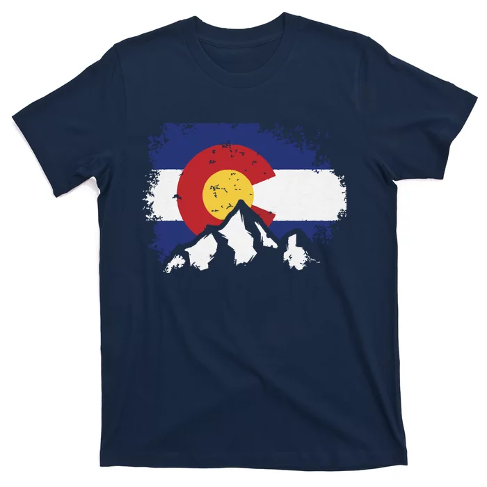 Colorado Flag Mountain Ski Winter Gift Hiker Hiking Camping T-Shirt