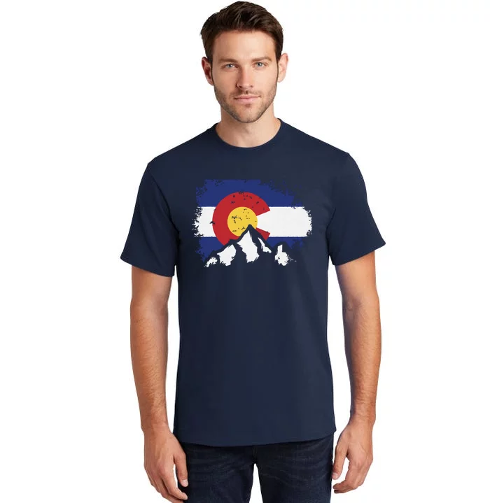 Colorado Flag Mountain Ski Winter Gift Hiker Hiking Camping Tall T-Shirt