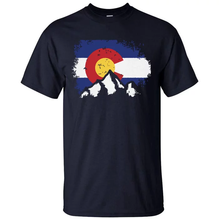 Colorado Flag Mountain Ski Winter Gift Hiker Hiking Camping Tall T-Shirt