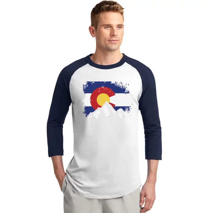 Colorado Flag Mountain Ski Winter Gift Hiker Hiking Camping Baseball Sleeve Shirt