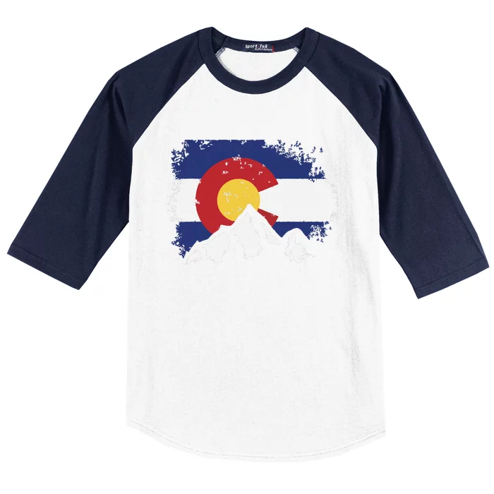 Colorado Flag Mountain Ski Winter Gift Hiker Hiking Camping Baseball Sleeve Shirt