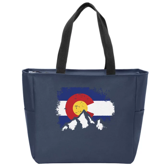 Colorado Flag Mountain Ski Winter Gift Hiker Hiking Camping Zip Tote Bag