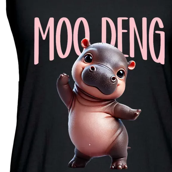 Cute Funny Moodeng Baby Boo Deng Baby Hippo Zoo For Family Ladies Essential Flowy Tank