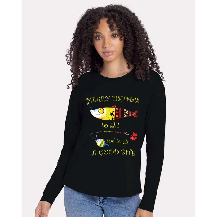 Christmas Fishermans Merry Fishmas To All Fishing Womens Cotton Relaxed Long Sleeve T-Shirt