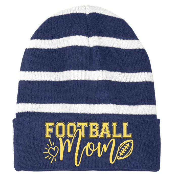 Cute Football Mom Striped Beanie with Solid Band