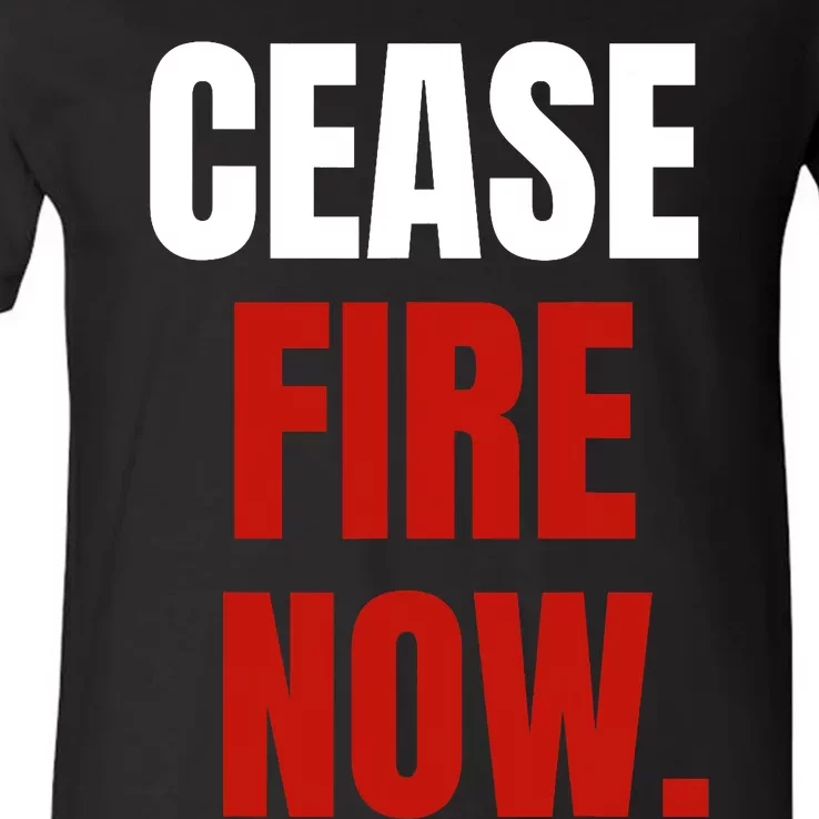 Cease Fire Now. V-Neck T-Shirt