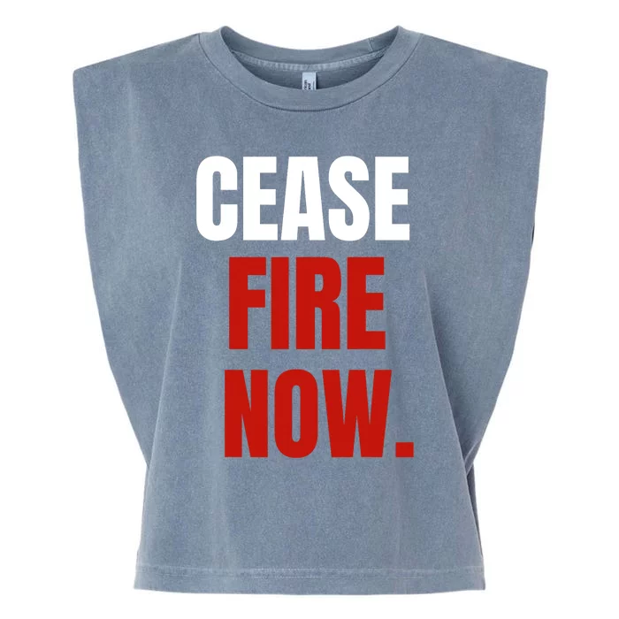 Cease Fire Now. Garment-Dyed Women's Muscle Tee