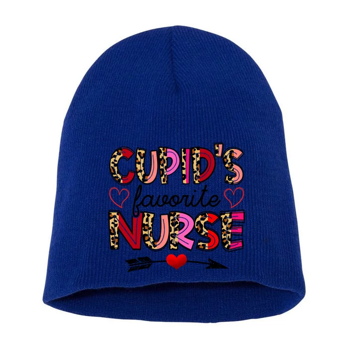 Cupid Favorite Nurse Funny Leopard Valentine's Day Nursing Gift Short Acrylic Beanie