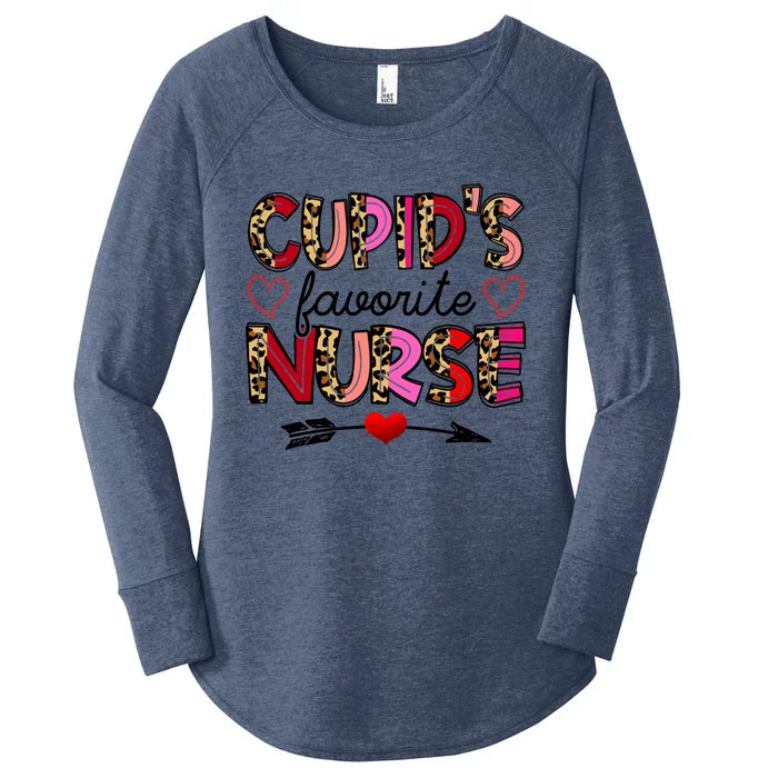 Cupid Favorite Nurse Funny Leopard Valentine's Day Nursing Gift Women's Perfect Tri Tunic Long Sleeve Shirt