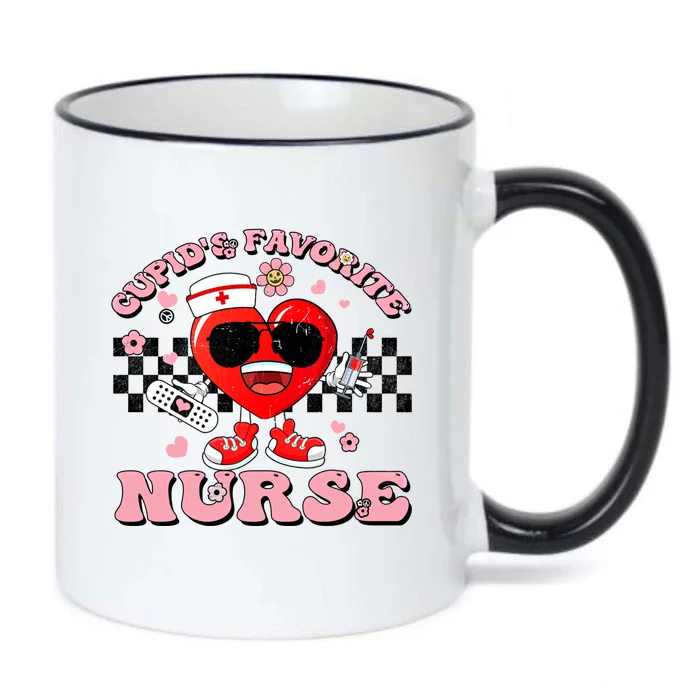 Cupids Favorite Nurse Cute Heart Valentines Nurses Groovy Gift Black Color Changing Mug