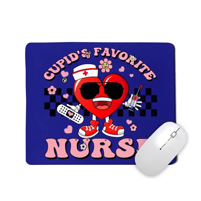 Cupids Favorite Nurse Cute Heart Valentines Nurses Groovy Gift Mousepad