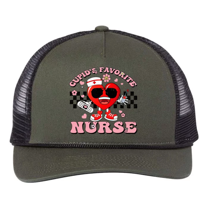 Cupids Favorite Nurse Cute Heart Valentines Nurses Groovy Gift Retro Rope Trucker Hat Cap