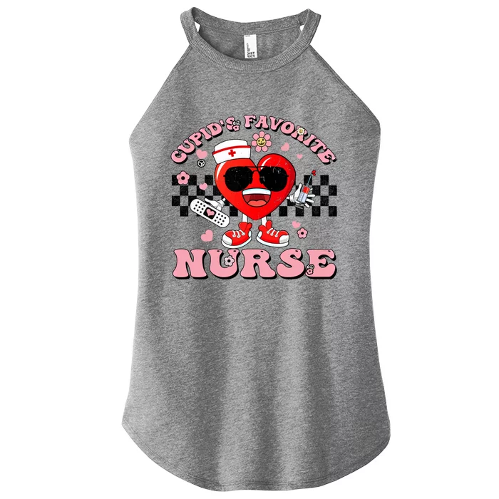 Cupids Favorite Nurse Cute Heart Valentines Nurses Groovy Gift Women’s Perfect Tri Rocker Tank