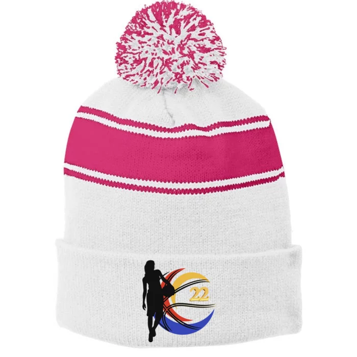 Clark Fever Number 22 Stripe Pom Pom Beanie