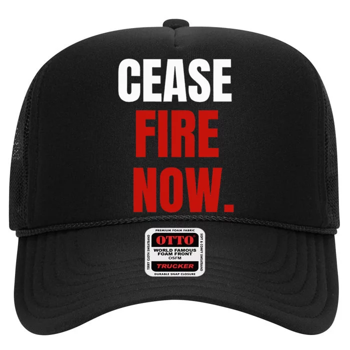 Cease fire Now. High Crown Mesh Trucker Hat