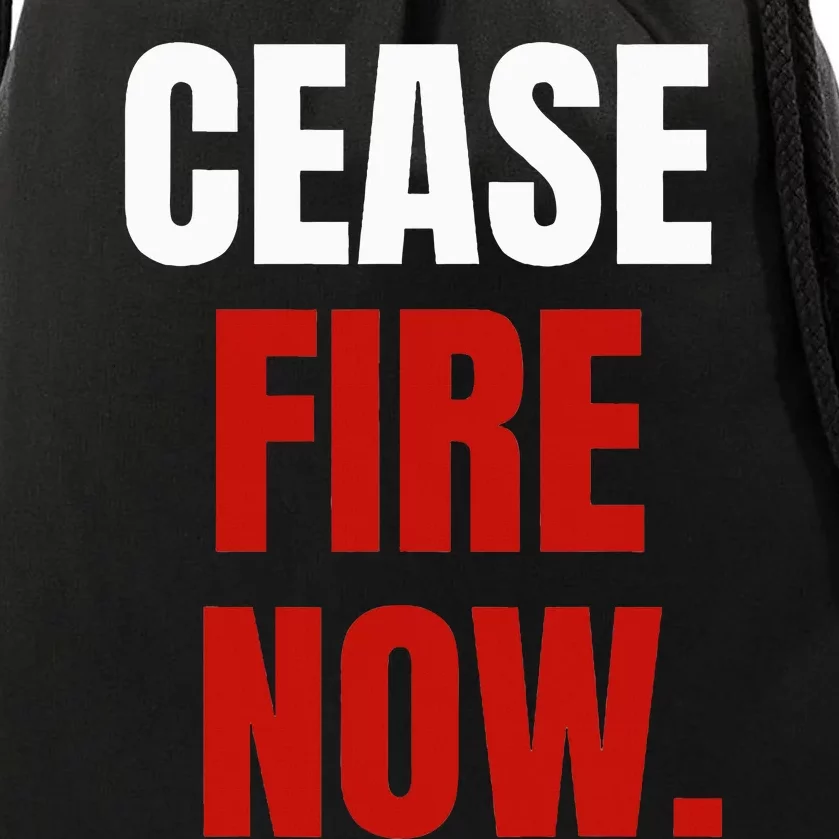 Cease fire Now. Drawstring Bag