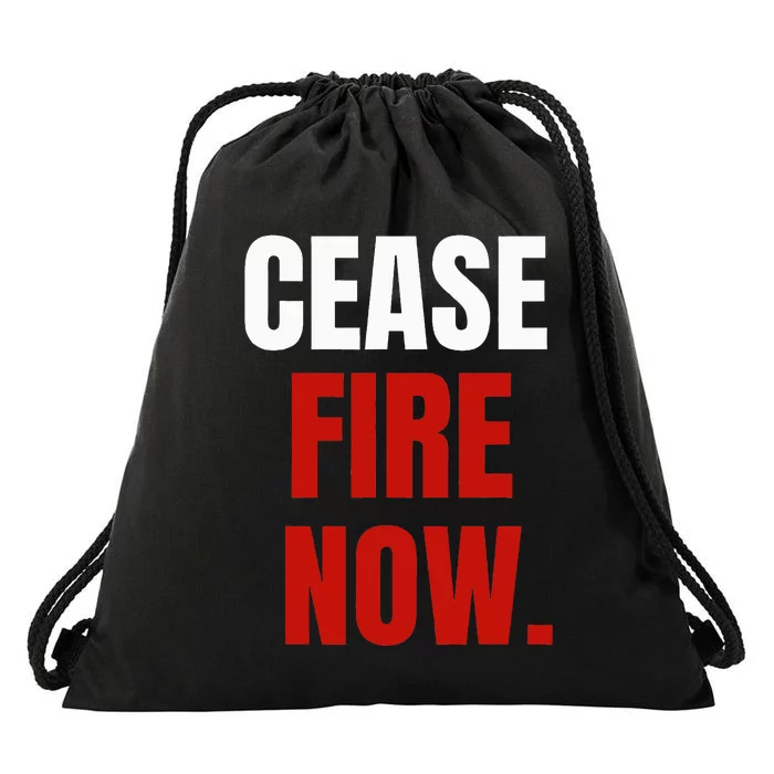 Cease fire Now. Drawstring Bag