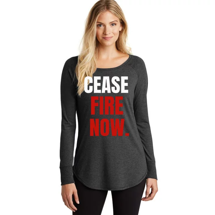 Cease fire Now. Women's Perfect Tri Tunic Long Sleeve Shirt