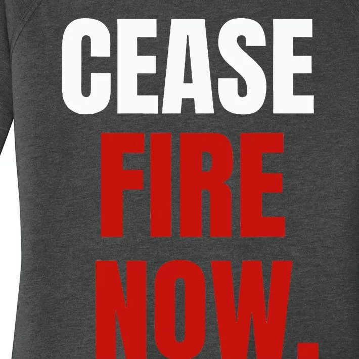 Cease fire Now. Women's Perfect Tri Tunic Long Sleeve Shirt