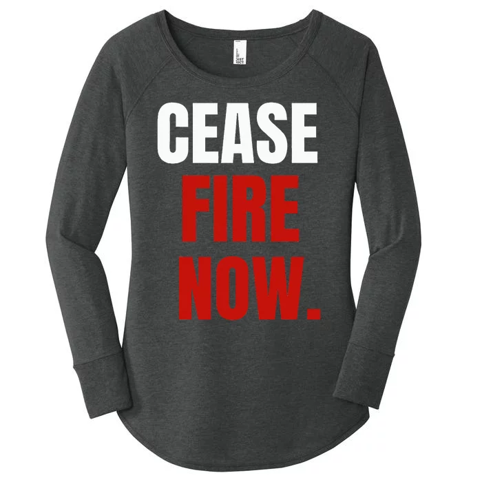 Cease fire Now. Women's Perfect Tri Tunic Long Sleeve Shirt